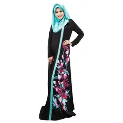 Топ африканские платья для Для женщин леди кафтан Абаи джилбаба Исламская Мусульманский цветочные длинным рукавом Макси коктейльные