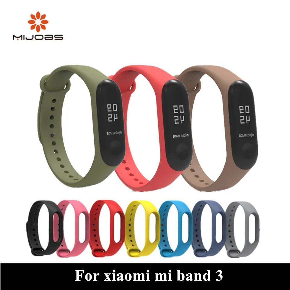 

Mijobs Mi band 3 Silicone wrist strap mi band3 Bracelet Strap Miband 3 Colorful Strap Wristband Smart Band For Xiaomi Mi Band 3