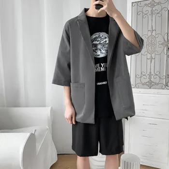 

2019 Spring And Summer New Chinese Style Men Comfortable High Quality Casual Office Fashion Solid Color Cotton Loose Suit Jacket
