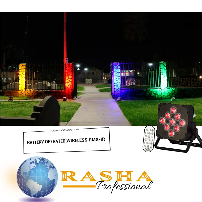 

(Pack of 20) Rasha Hex Crux Battery Operated Wireless LED Par Projector V9 IRC Remote Control RGBAW UV LED PAR LIGHT 7/12CH