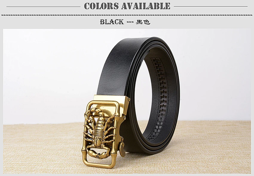 Factory Direct Brand Designer Belt Men High Quality Real Leather Belts Strap Male Retro Scorpion Automatic Buckle Belt for Men