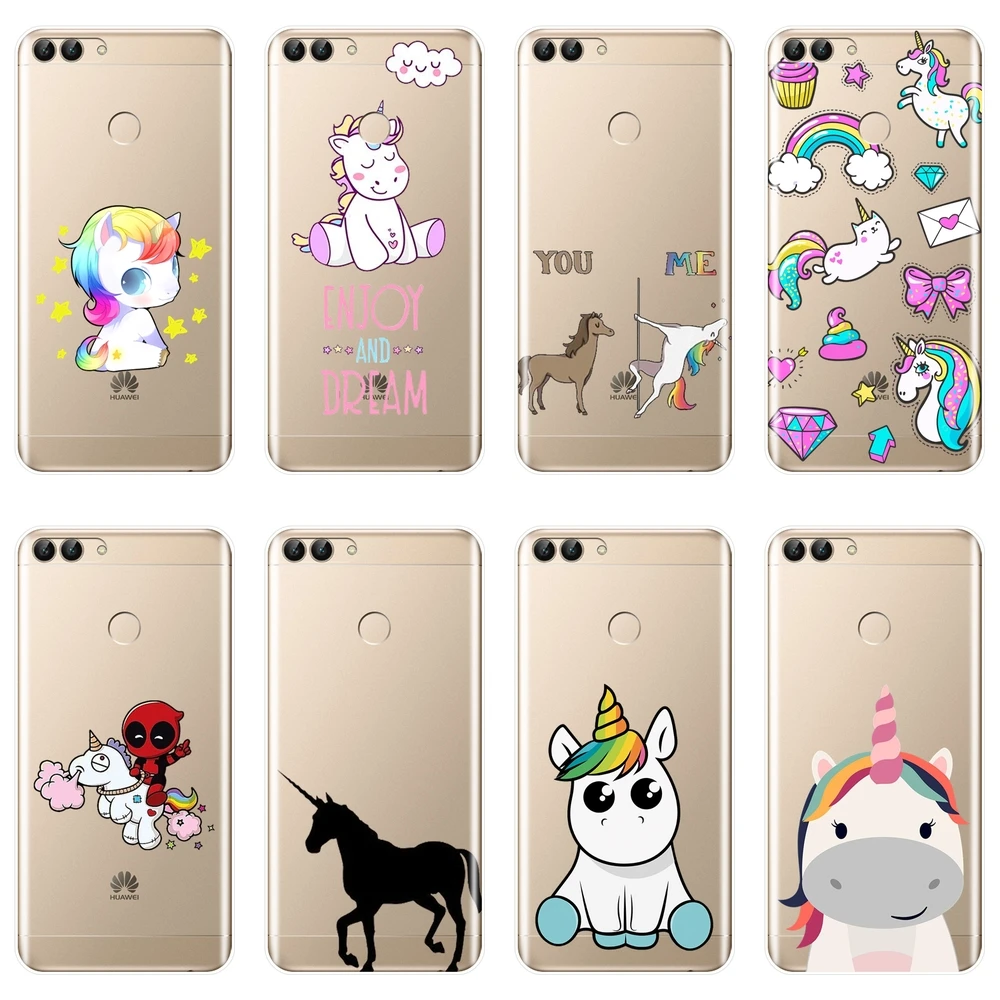

Cute Unicorn Phone Case For Huawei P20 Lite Pro P9 P10 Plus P Smart Silicone Back Cover For Huawei P7 P8 P9 Lite Mini 2017 Case