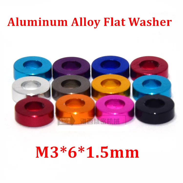 50pcs M3*6*1.5mm Aluminum flat washer for RC Model Part countersunk Gasket Washer meson anodized colorful | Обустройство дома