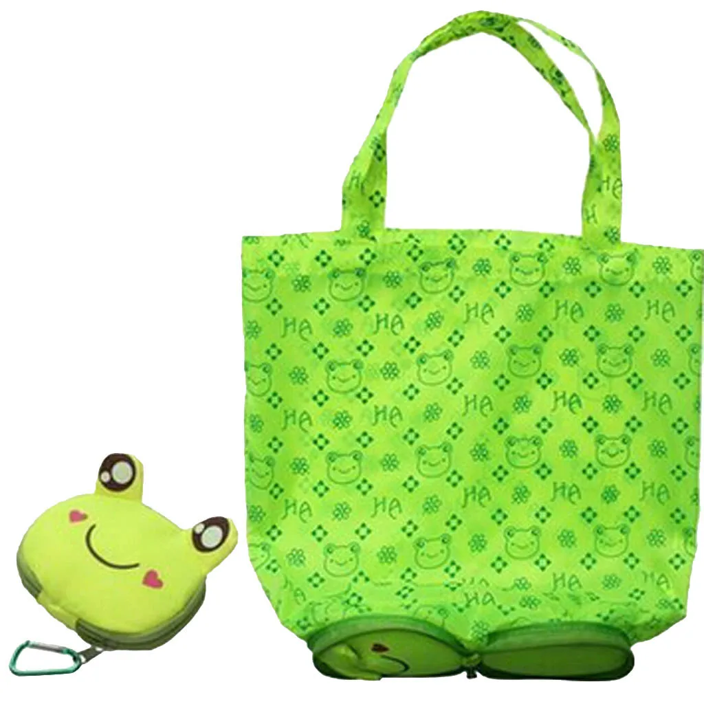 

1Pc Cute Cartoon Animal Printed Reusable Shopping Bags Travel Foldable Tote Storage Handbag Grab Grocery Eco Bag For Women Girls