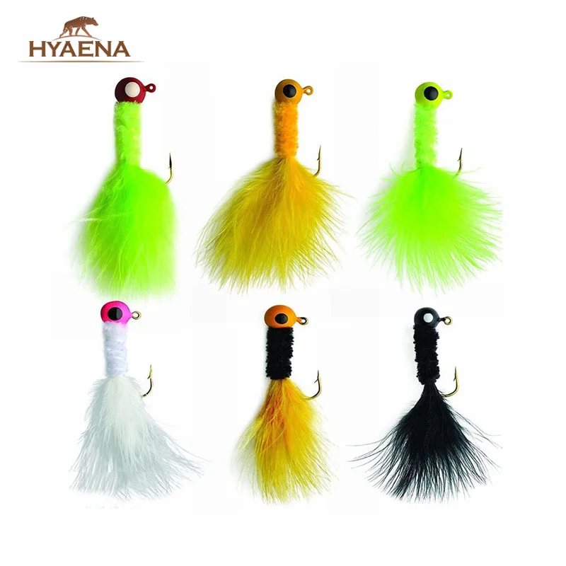 Hyaena 10 шт. 3D глаза свинцовая Мормышка крючки с перьями смешанный цвет муха