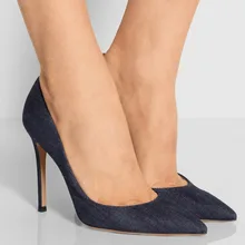 Dame Mode Schuhe Frauen Blau Leinwand Punkt Toe High Heels Rote Untere Kleid & Party & Hochzeit Plattformen Pumpt 15 CM