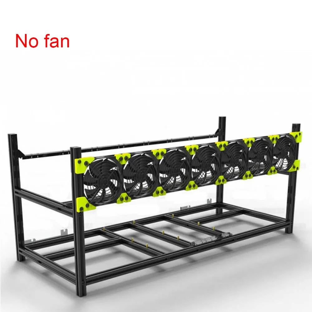 New 8 GPU Mining Rig Aluminum Stackable Case Frame Open Frame Mining Case for ETH/ZEC/Bitcoin With/No Fan QJY99