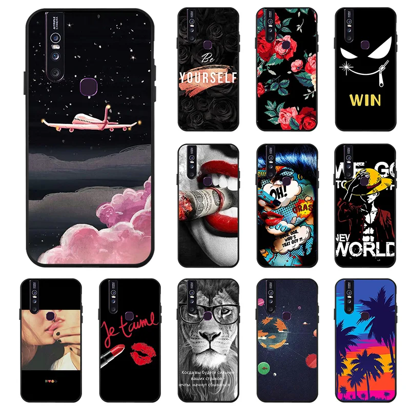 

Ojeleye Fashion Black Silicon Case For Vivo V15 Cases Anti-knock Phone Cover For Vivo V15 Pro Covers