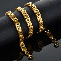 Collier épais couleur or pour hommes, chaînes byzantin en acier inoxydable de 6MM, bijoux Hip Hop de rue, livraison directe 5