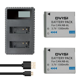 

2Pc NB6L NB-6LH NB-6L Camera Batteries + LCD USB Charger for Canon SX520 HS SX530 SX600 SX610 SX700 SX710 IXUS 85 95 200 210 105
