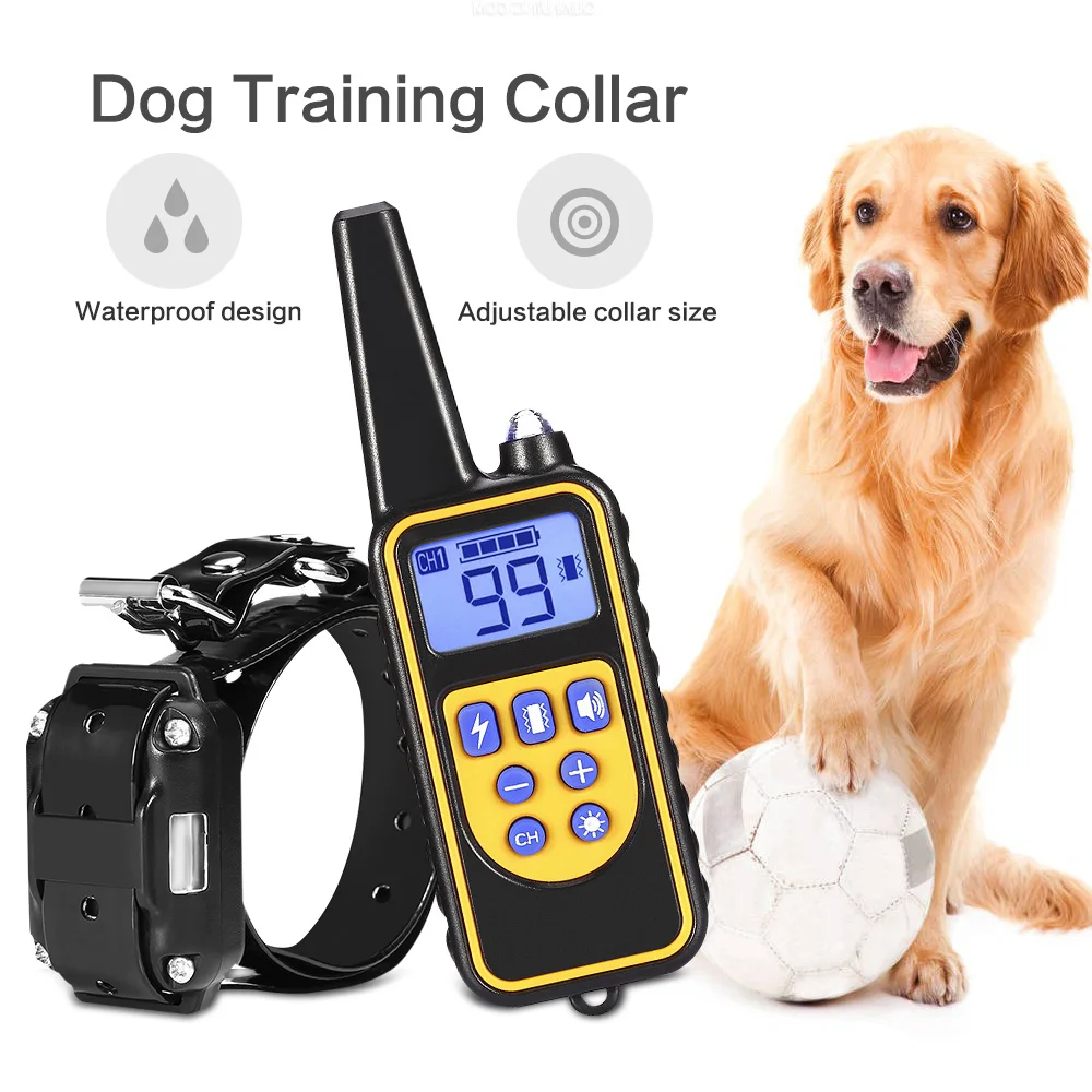 Online 800m collar de entrenamiento eléctrico para perro Control remoto Pet collares recargables impermeables con pantalla LCD de todos los tamaños