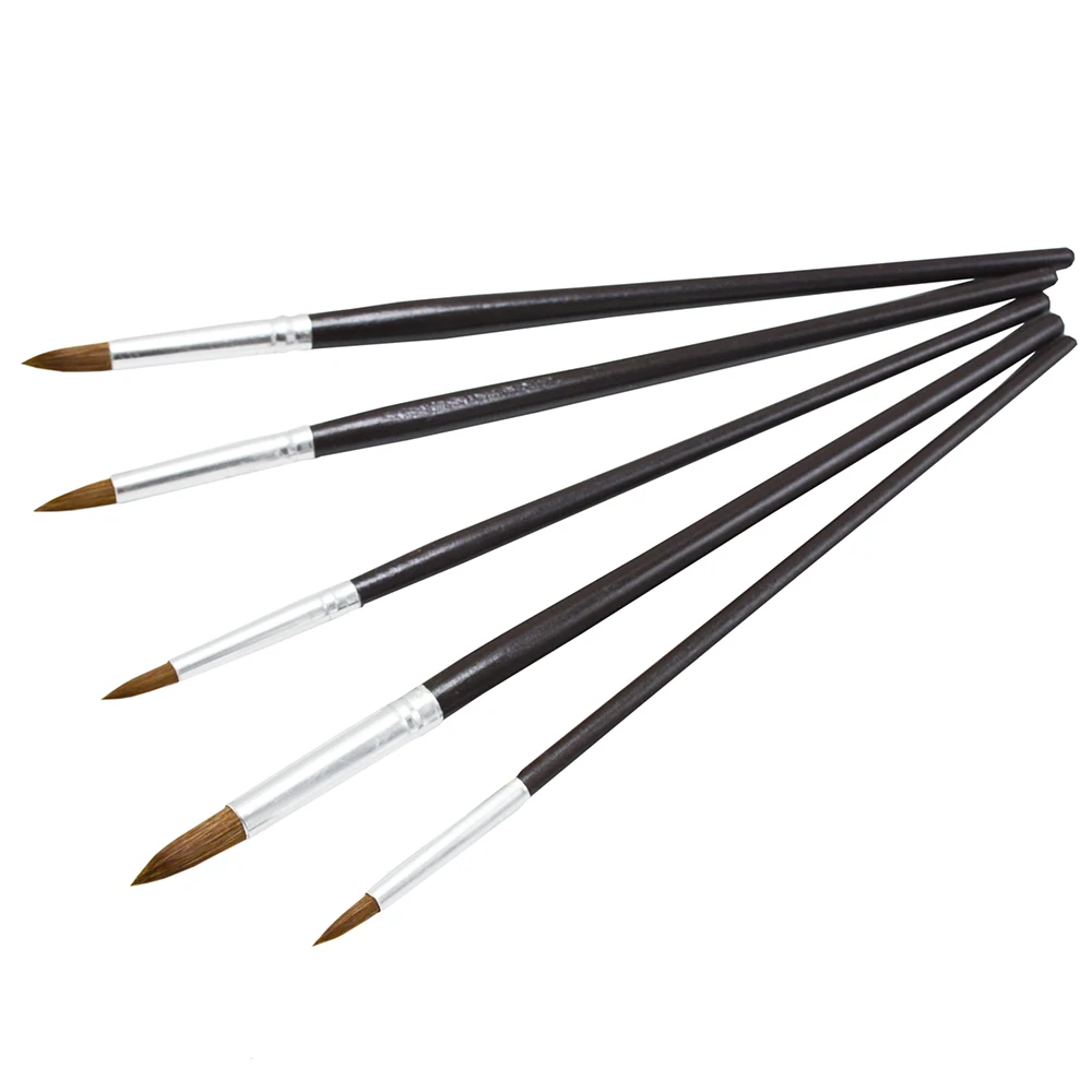 5Pcs Long Handle Filbert Shape Brass Ferrules weasel Hair watercolor