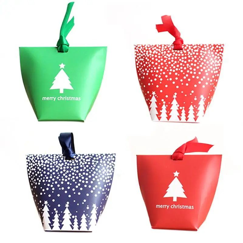 

DIY Christmas Gift Bags With Rope Handle Snowflake Pattern Candy Apple Paper Box Container For Christmas Eve Party Decor Supply