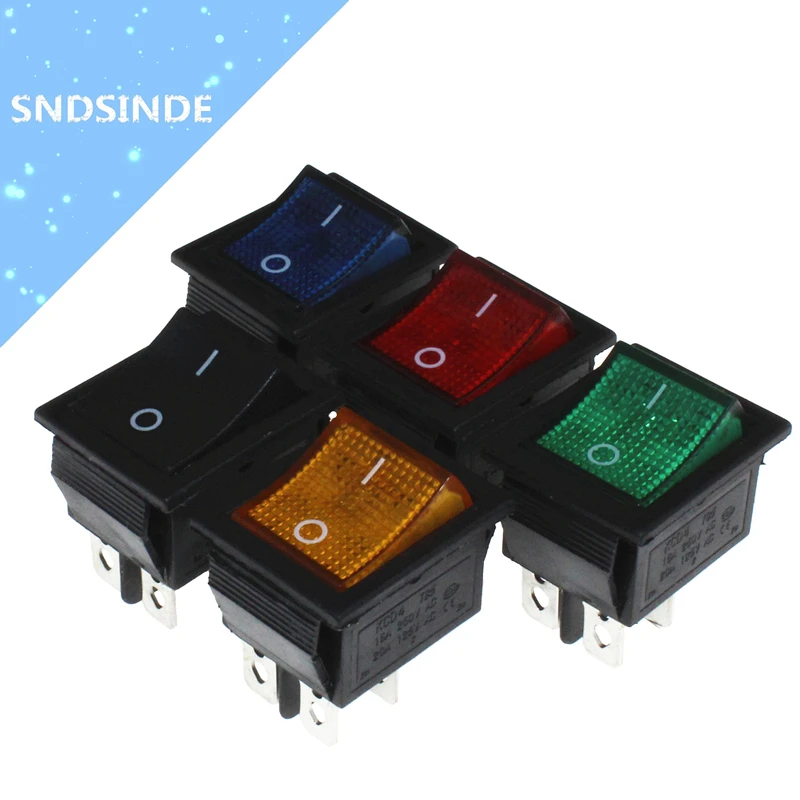 

1PC KCD4-202 boat rocker switch power switch 4 feet with light 31x25mm 20A 125V AC 15A 250V AC