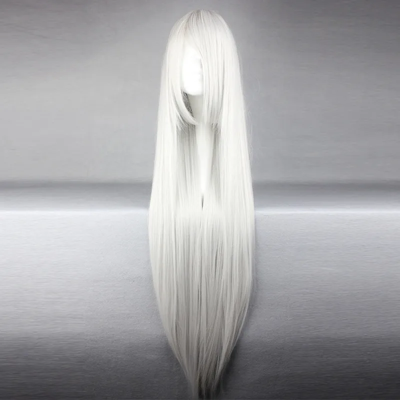 Tu estilo 3 colores 100 cm de largo recto Cosplay pelucas para mujeres blanco rosa plata gris sintético de alta temperatura fibra