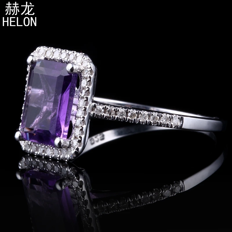 925 пробы Серебряное кольцо для помолвки 6x8 мм с подушками из 100% настоящего аметиста и натуральных бриллиантов 925 пробы Серебряное кольцо для помолвки 6x8 мм с подушками из 100% настоящего аметиста и натуральных бриллиантов