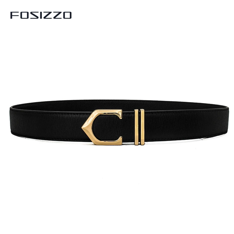 

FOSIZZO 2019 Genuine Leather Unisex Slide Buckle Belt For Men ZSN3237