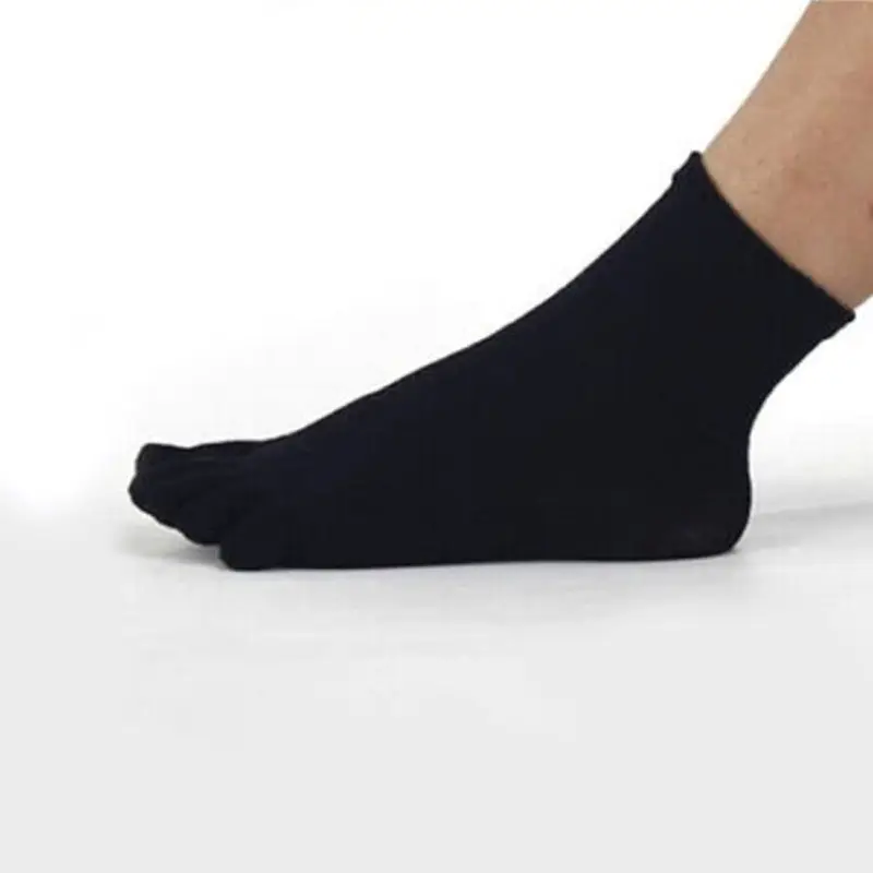 Одна пара мужских носков, пять пальцев, носки с раздельными пальцами, хлопок, одноцветные, удобные, мягкие, повседневные, по щиколотку - Цвет: Black