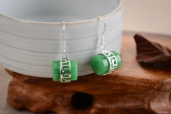 

Lady's S925 Sterling Girl's Jewelry Shop Round Green Natural Stone bread big earringsWomen Party, Party, Luxury Dubai