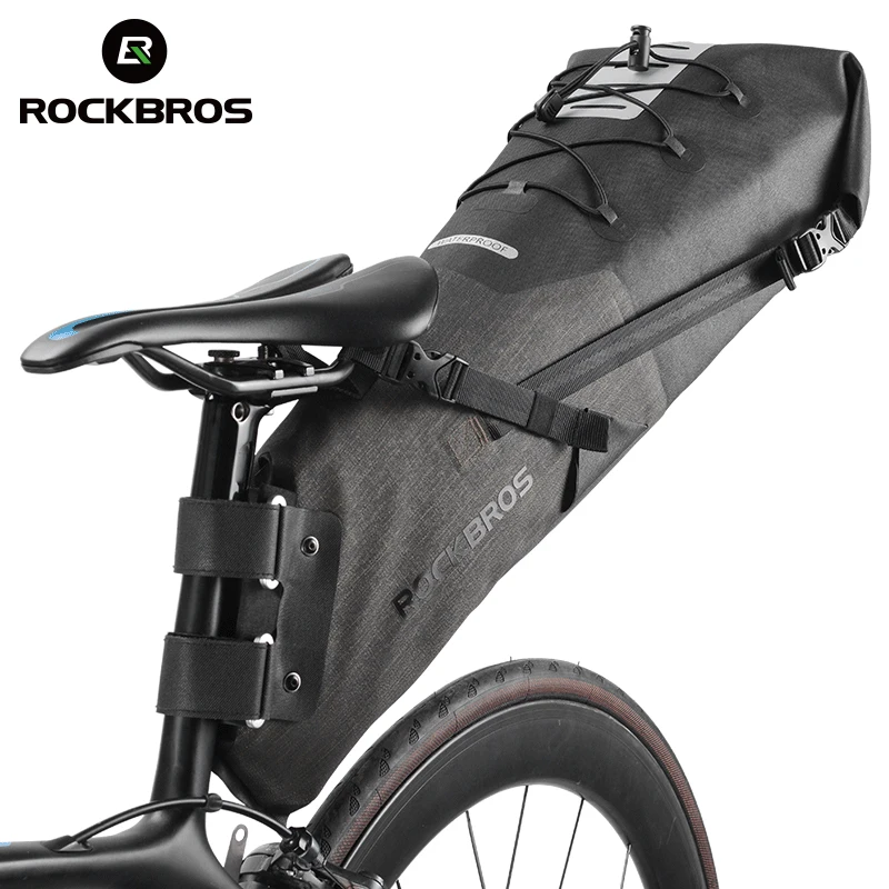 

ROCKBROS Waterproof Bike Saddle Bag Reflective Large Dirtproof Foldable MTB Road Tail Rear Bag Pannier Backpack 10L Cycling Bag