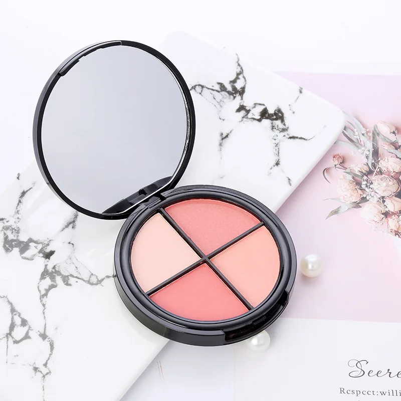 

New hot and light skin brightening makeup 4 color blush lipstick pink soft makeup three-dimensional repair capacity blush plate