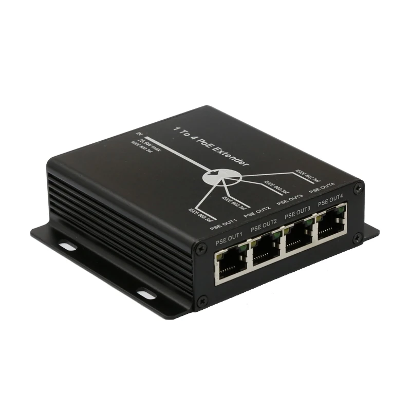 

New IEEE802.3af 4 Port PoE Extender for IP camera system to Extend 120m transmission distance with 1*10/100M LAN ports