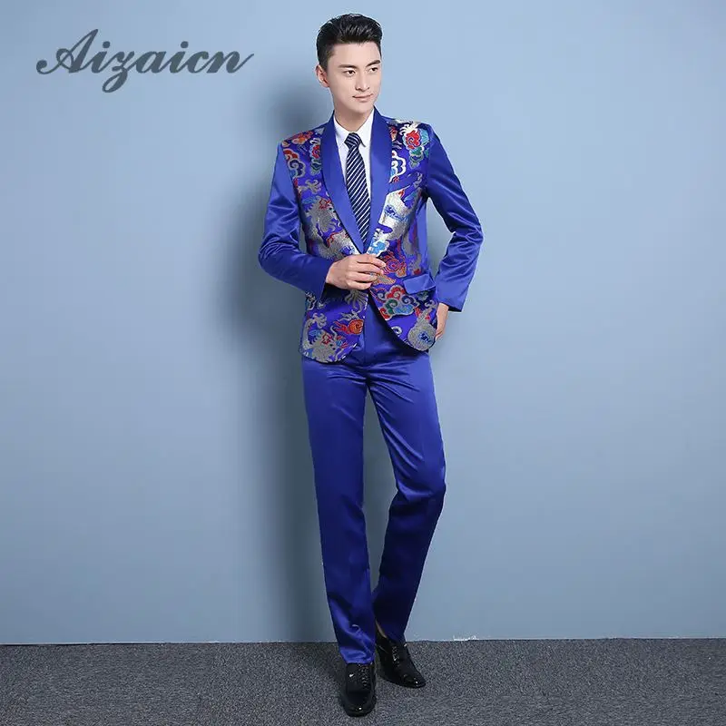 Traditional Man Clothing Chinese Suit Men Stage Performance Embroidered