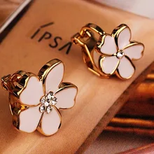 Jiree brincos sem piercing em forma de flor, estilo coreano, clipe de esmalte em forma de flor, sem piercing para meninas, adorável sem buracos joias,