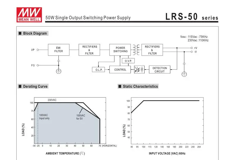 LRS-50-5; 5 В/50 Вт режим переключения meanwell Светодиодный источник питания; AC100-240V вход; 5 В/50 Вт Выход