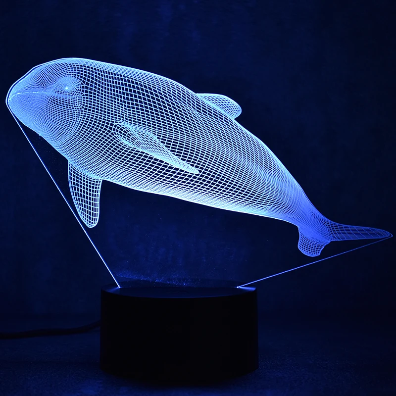 Творческий Настольная лампа 3D LED визуальное ночник USB Декор Lampara светильник симпатичный Дельфин животных Мода спальный Освещение подарок