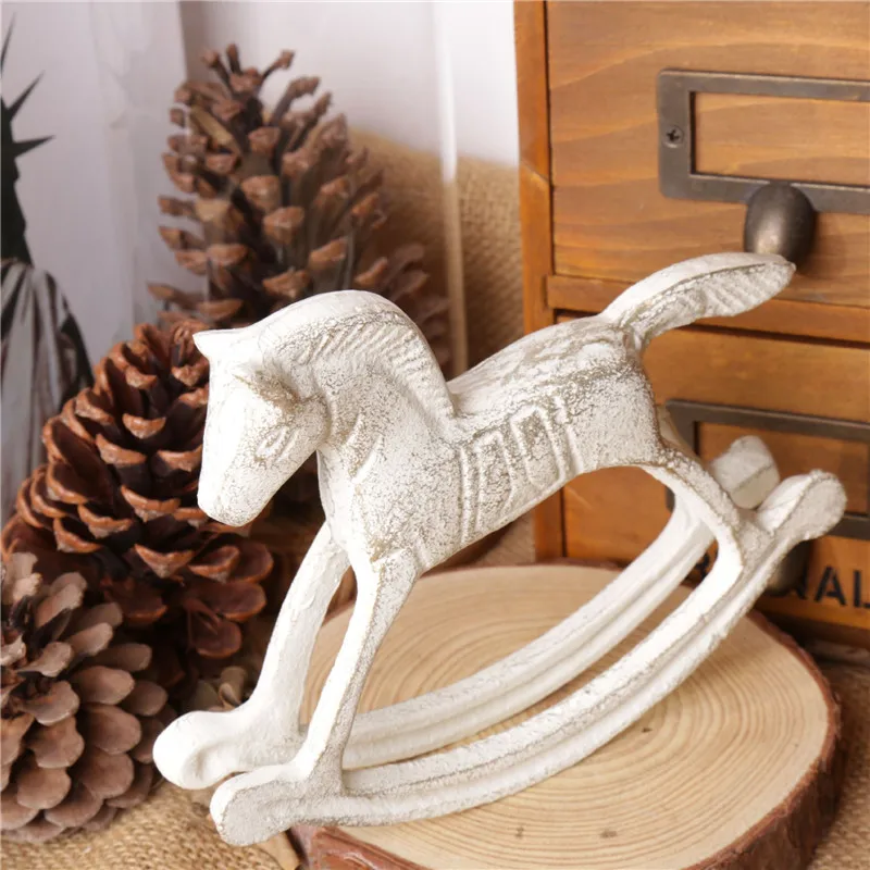 

Metal Horse Model European Rocking Horse Gifts Home Decoration Retro Antique Metal Ornaments Figurines Miniatures