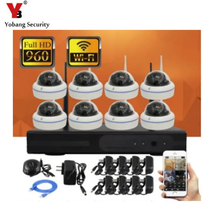 

YobangSecurity 8CH CCTV Security System Wireless 960P Wifi NVR 8X 1.3MP IR Outdoor P2P Wifi IP CCTV Security Camera System