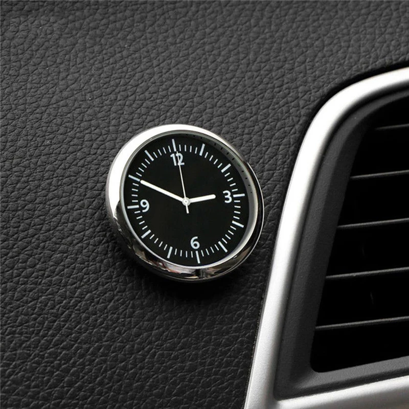 Mini Car Quartz Watch Desktop Car Decorating Stick-On Clock Car Air Vent Quartz Clock Watch Car Office Decorating Ornament - Цвет: Black B