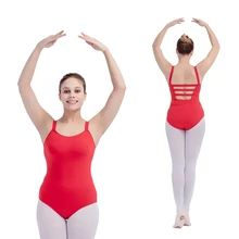 Черный Красный хлопок/лайкра с лямками на спине камзол балетные танцевальные трико для девушек и дам