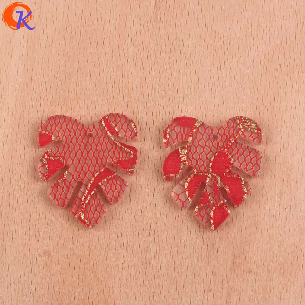 Cordial Design 25*28mm 100Pcs Jewelry Accessories/Earrings Parts/Leaf Shape/Lace Effect/DIY Making/Hand Made/Earring Findings - Цвет: Red
