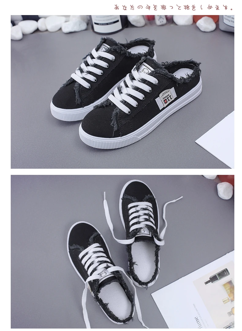 new summer single shoes breathable flat bottom half drag lazy one pedal versatile cloth shoes women's shoes