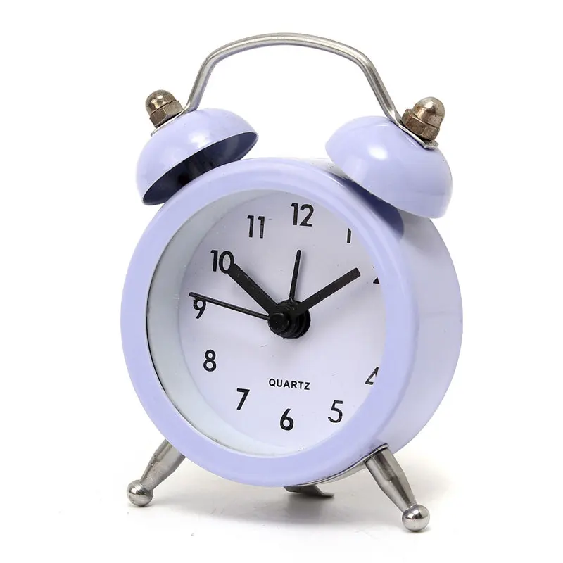

50x45x115mm Big Alarm New Fashion Home Decor Metal Double Twin Bell Silent No ticking Metal Desk Table Alarm Clock 6 Colors