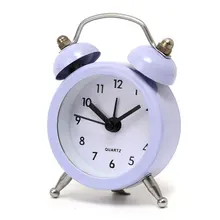 New Fashion Home Decor Metal Double Twin Bell Silent No ticking Metal Desk Table Alarm Clock 6 Colors 50x45x115mm
