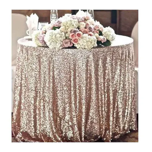 2018 New 120 Round 300cm Sparkly Champagne Gold Sequin Tablecloth 2018 New 120 Round 300cm Sparkly Champagne Gold Sequin Tablecloth For Table Decoration