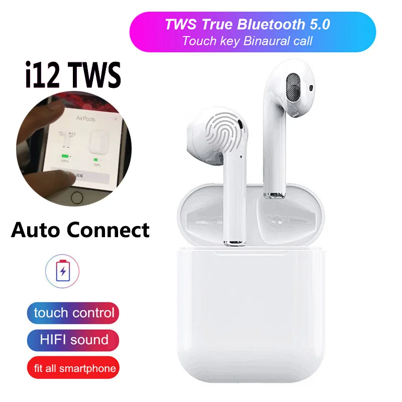

i12 TWS Bluetooth Earphone Mini Sports Bluetooth Wireless Headset Touch Earbuds Pop-up Window Automatic Connection