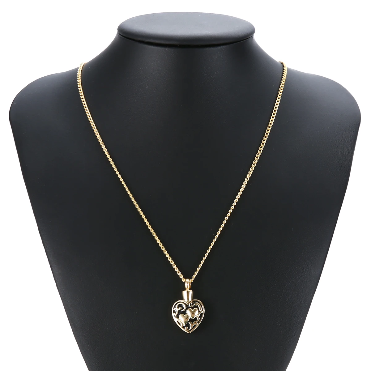 Shellhard Gold Color Urn Cremation Pendant Necklace Vintage Love Heart Ash Holder Mini Keepsake Necklaces Memorial Jewelry