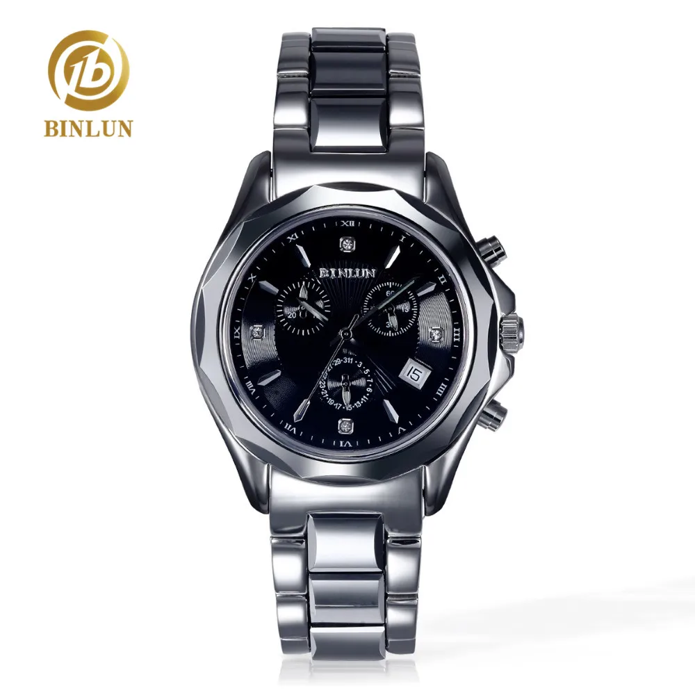 

BINLUN High hardness Tungsten Men's Mechanical Watch Waterproof Multifunction Dial Luxury Diamond Decoration Automatic Men Watch