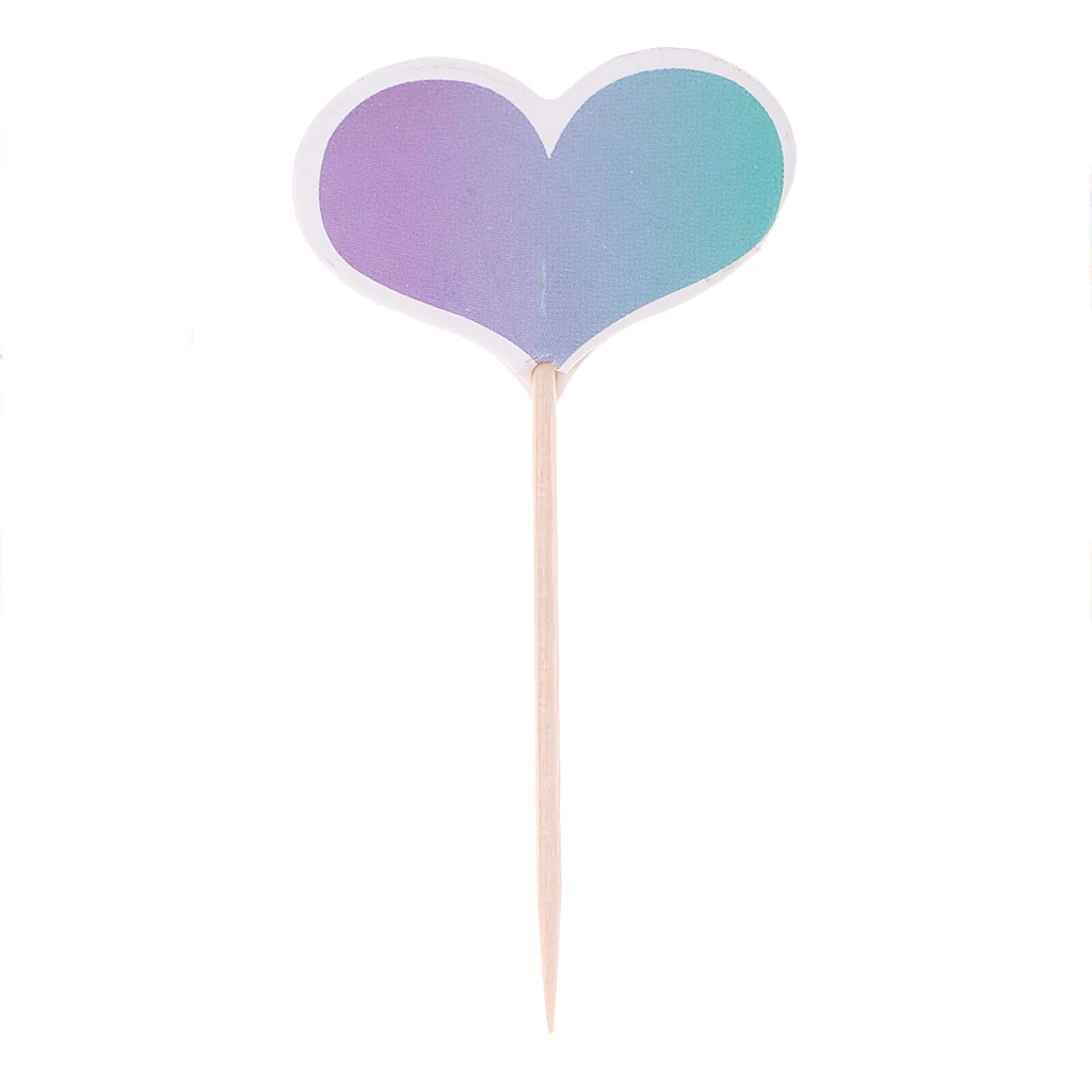 24x Unicorn Cake Picks Rainbow Cupcake Toppers Crown Heart Shape Cake Décor