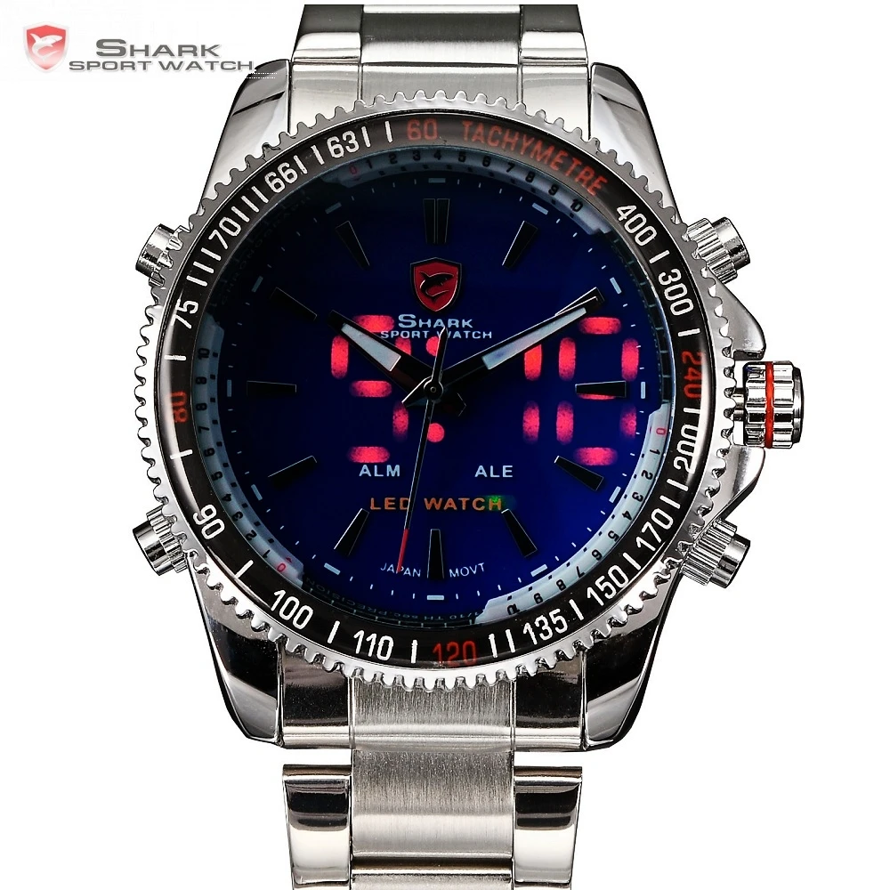 Mako SHARK Sport Watch Luxury Blue Men's Digital LED Date Alarm Military Electronics Steel Strap Wrist Watches Hot Clock /SH002 Mako SHARK Sport Watch Luxury Blue Men's Digital LED Date Alarm Military Electronics Steel Strap Wrist Watches Hot Clock /SH002