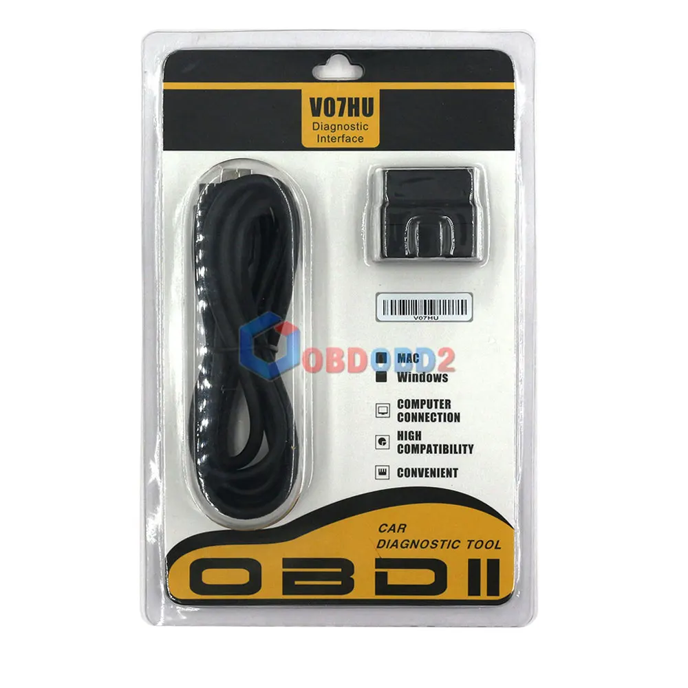 Новый V07HU USB ELM327 PIC18F25K80 + FT232RL OBD2 диагностический сканер V07HU ELM 327 V1.5 USB RS232 порт для OBDII протоколов автомобилей