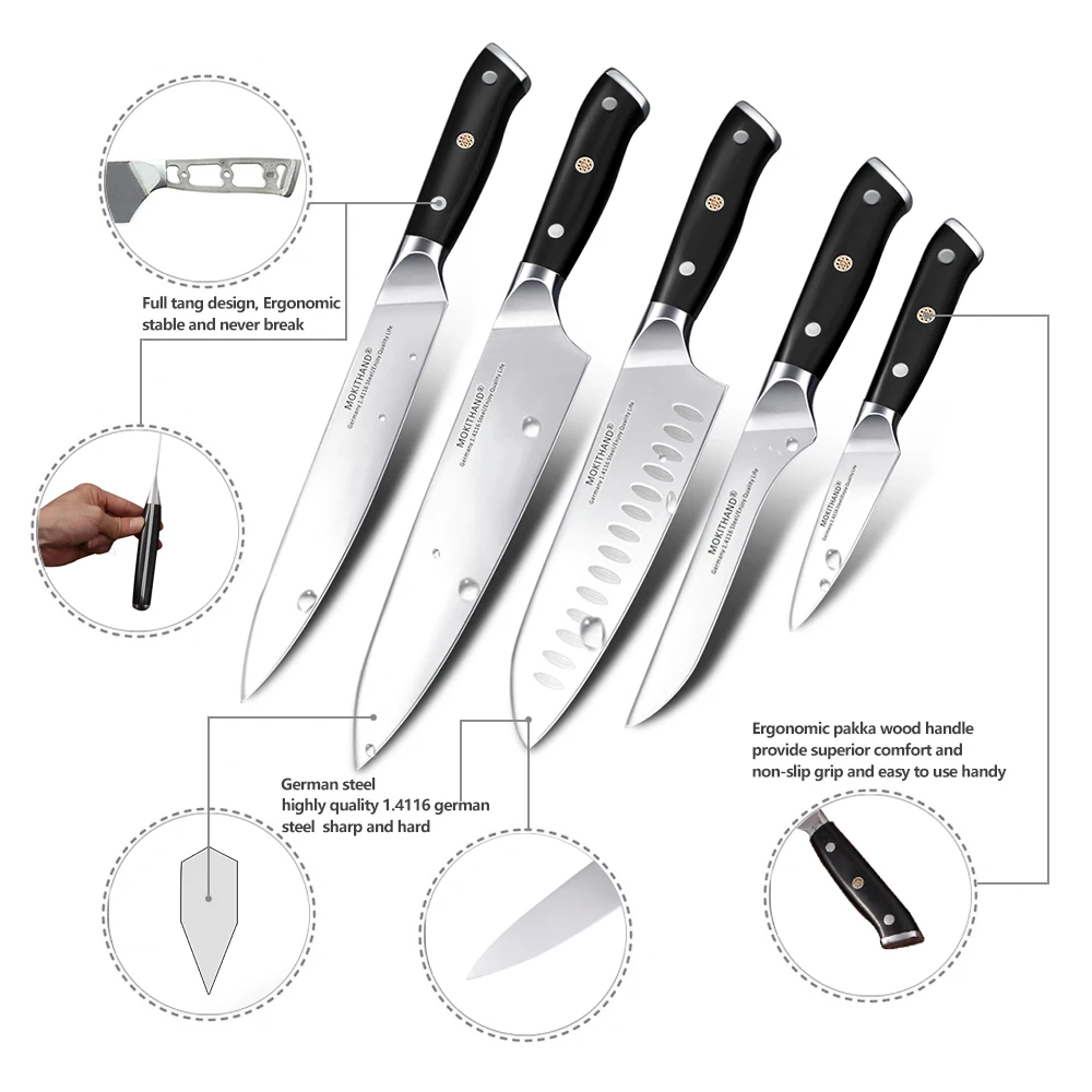 8 дюймов, японский нож для нарезки, Профессиональные Кухонные ножи, Германия, 1,4116 сталь, нож для овощей, рыбы, мяса, для приготовления пищи, с деревянной ручкой