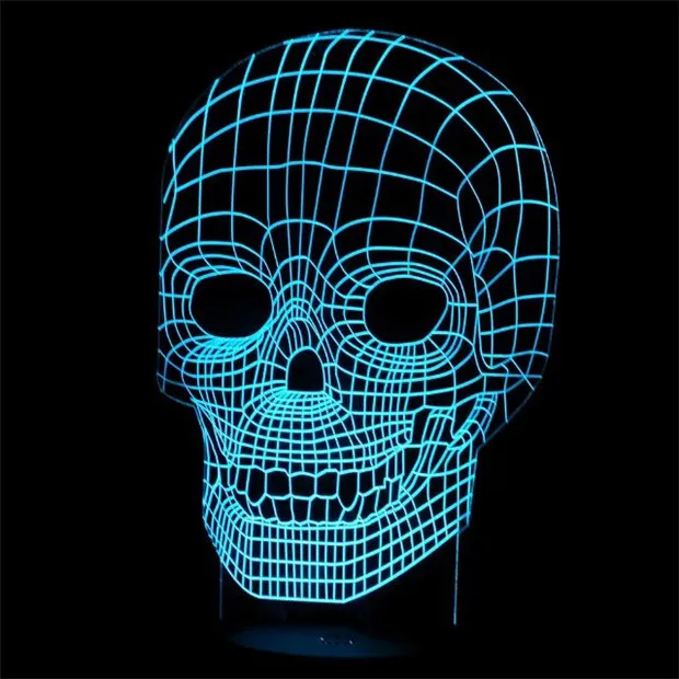 Удивительный 3D светильник Иллюзия череп светодиодный настольная лампа