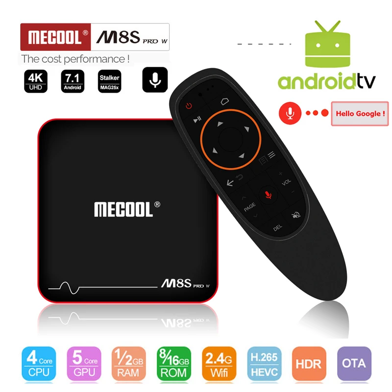 

MECOOL M8S Pro W 1GB/8GB 2GB/16GB Rom Amlogic S905W Quad Core CPU Smart Android 7.1 TV BOX Bluetooth Wifi 2.4G 4k Media Player