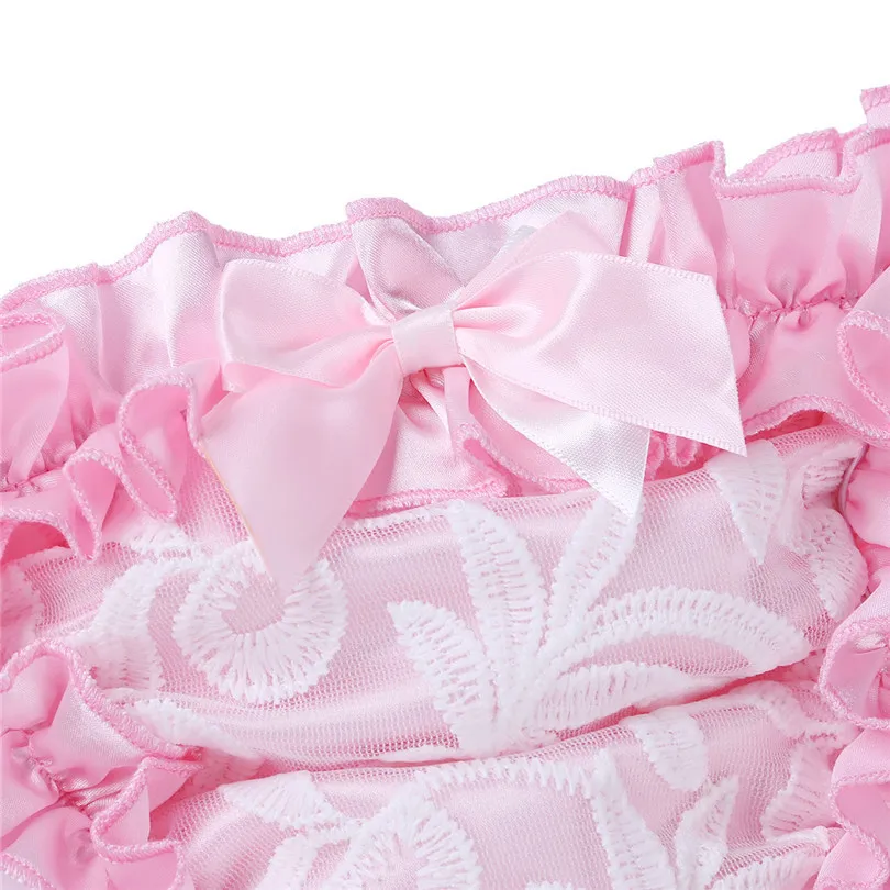 IEFiEL сексуальный Мужское нижнее белье кружевные оборки Атлас Ruffled High Cut Сисси Панталоны трусы нижнее белье трусы с подвязки для чулок