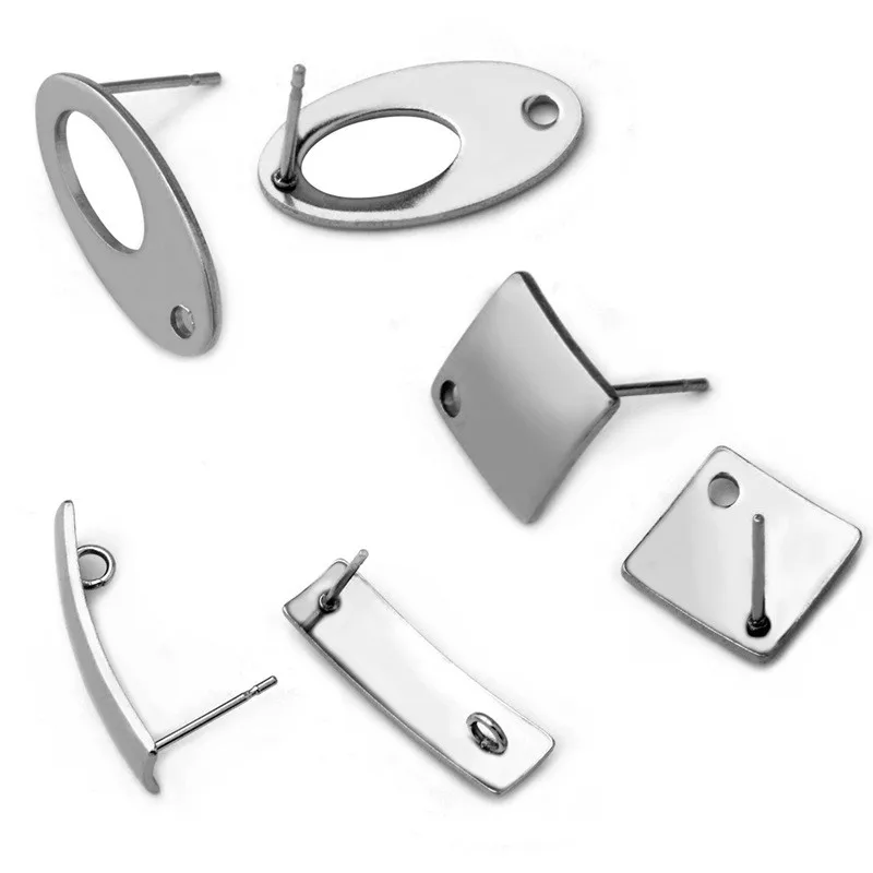 

20pcs/lot Stainless Steel Blank Post Earring Studs Pins Silver Color Flat Oval Tray Base for diy Ear Jewelry Making Findings